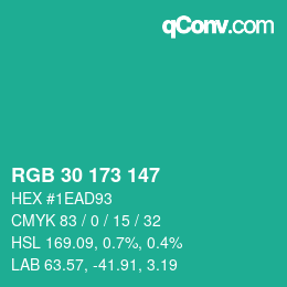 Código de color: RGB 30 173 147 | qconv.com