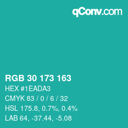 Color code: RGB 30 173 163 | qconv.com