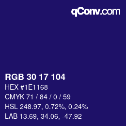 Farbcode: RGB 30 17 104 | qconv.com