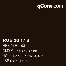 Color code: RGB 30 17 8 | qconv.com