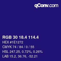 カラーコード: RGB 30 18.4 114.4 | qconv.com