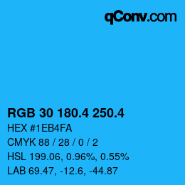 カラーコード: RGB 30 180.4 250.4 | qconv.com