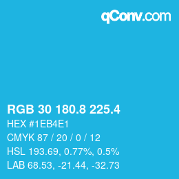 カラーコード: RGB 30 180.8 225.4 | qconv.com