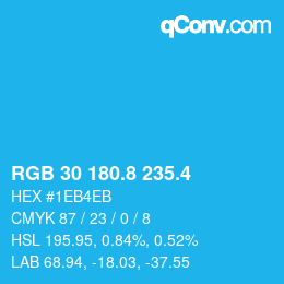 カラーコード: RGB 30 180.8 235.4 | qconv.com