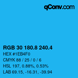 カラーコード: RGB 30 180.8 240.4 | qconv.com