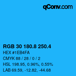 カラーコード: RGB 30 180.8 250.4 | qconv.com