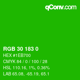 Color code: RGB 30 183 0 | qconv.com