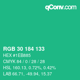 Color code: RGB 30 184 133 | qconv.com