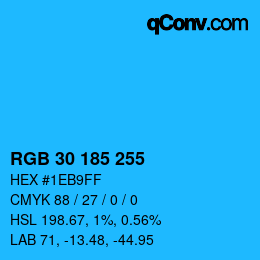 Color code: RGB 30 185 255 | qconv.com