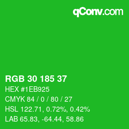 カラーコード: RGB 30 185 37 | qconv.com