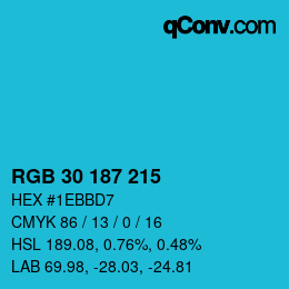 Color code: RGB 30 187 215 | qconv.com