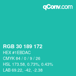 Código de color: RGB 30 189 172 | qconv.com