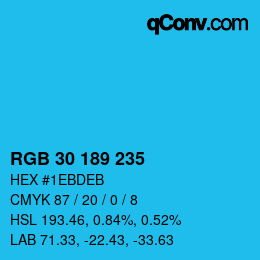 Color code: RGB 30 189 235 | qconv.com
