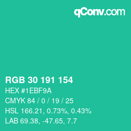 Color code: RGB 30 191 154 | qconv.com