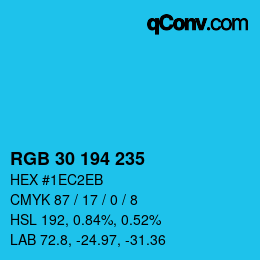 Color code: RGB 30 194 235 | qconv.com