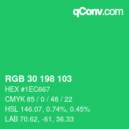 Color code: RGB 30 198 103 | qconv.com