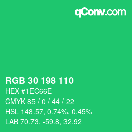 カラーコード: RGB 30 198 110 | qconv.com
