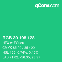 Color code: RGB 30 198 128 | qconv.com