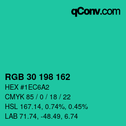 Color code: RGB 30 198 162 | qconv.com
