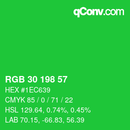 Código de color: RGB 30 198 57 | qconv.com
