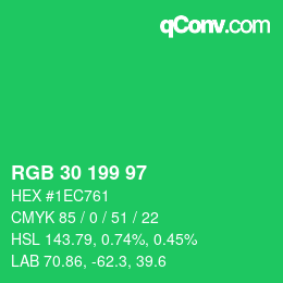 Color code: RGB 30 199 97 | qconv.com