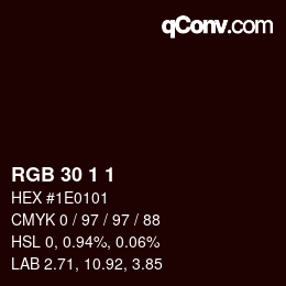 颜色代码: RGB 30 1 1 | qconv.com