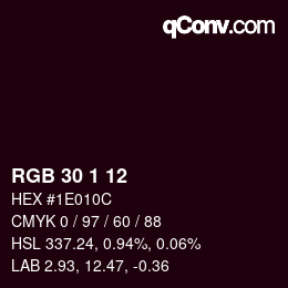 カラーコード: RGB 30 1 12 | qconv.com