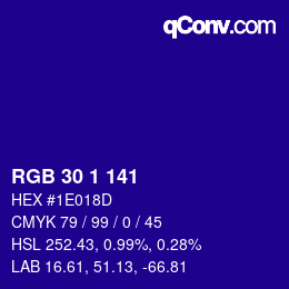 Color code: RGB 30 1 141 | qconv.com