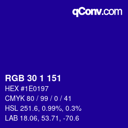 Color code: RGB 30 1 151 | qconv.com