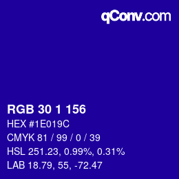 Color code: RGB 30 1 156 | qconv.com