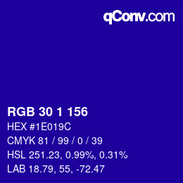 カラーコード: RGB 30 1 156 | qconv.com
