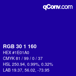 Color code: RGB 30 1 160 | qconv.com