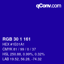 Color code: RGB 30 1 161 | qconv.com