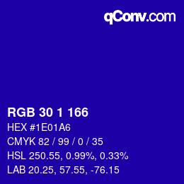 Color code: RGB 30 1 166 | qconv.com