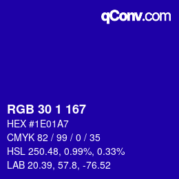 Color code: RGB 30 1 167 | qconv.com