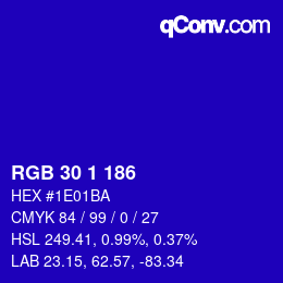 Color code: RGB 30 1 186 | qconv.com