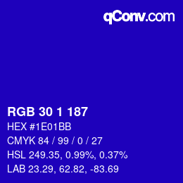 Color code: RGB 30 1 187 | qconv.com