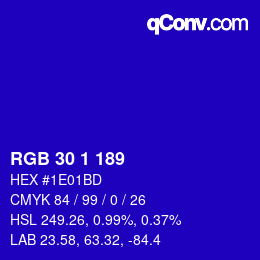 Color code: RGB 30 1 189 | qconv.com