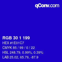 カラーコード: RGB 30 1 199 | qconv.com