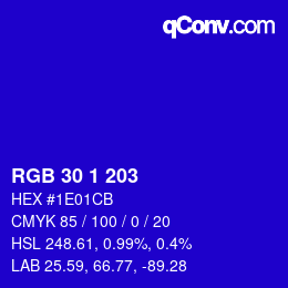 Color code: RGB 30 1 203 | qconv.com