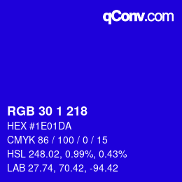 Color code: RGB 30 1 218 | qconv.com