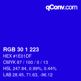 Color code: RGB 30 1 223 | qconv.com