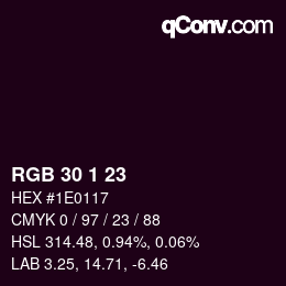 Color code: RGB 30 1 23 | qconv.com