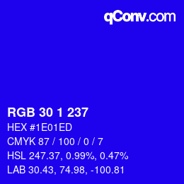 Color code: RGB 30 1 237 | qconv.com