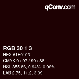 颜色代码: RGB 30 1 3 | qconv.com