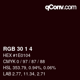 カラーコード: RGB 30 1 4 | qconv.com