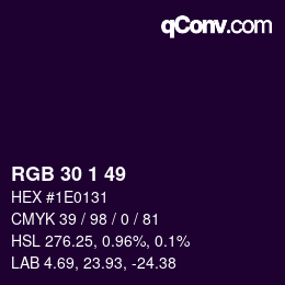 カラーコード: RGB 30 1 49 | qconv.com