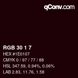 Color code: RGB 30 1 7 | qconv.com