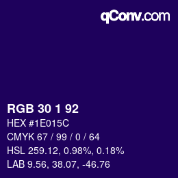 カラーコード: RGB 30 1 92 | qconv.com