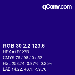 カラーコード: RGB 30 2.2 123.6 | qconv.com